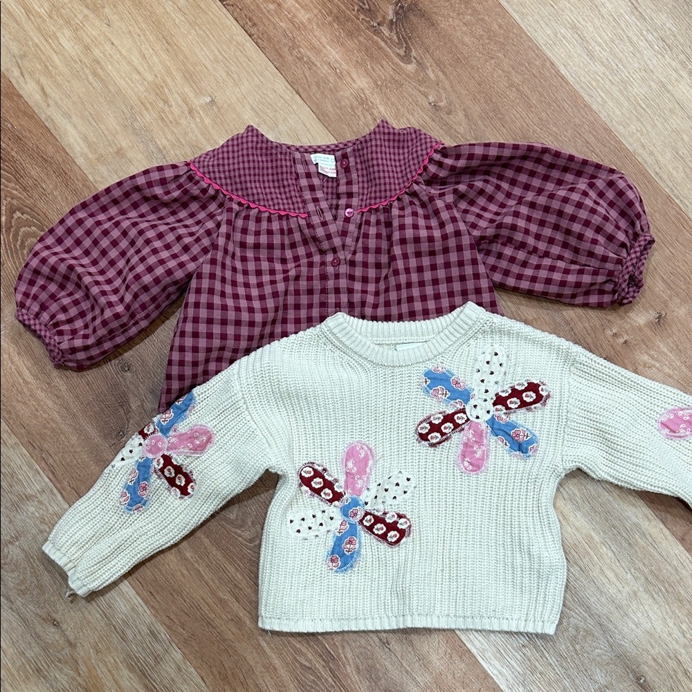 Zara Plaid and Knit Toddler Tops Set